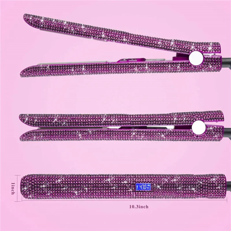 Hair Straightener Curler Bling Diamond - Zanyaa