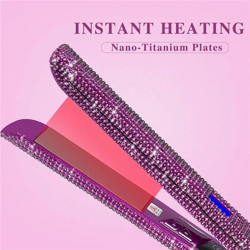 Hair Straightener Curler Bling Diamond - Zanyaa