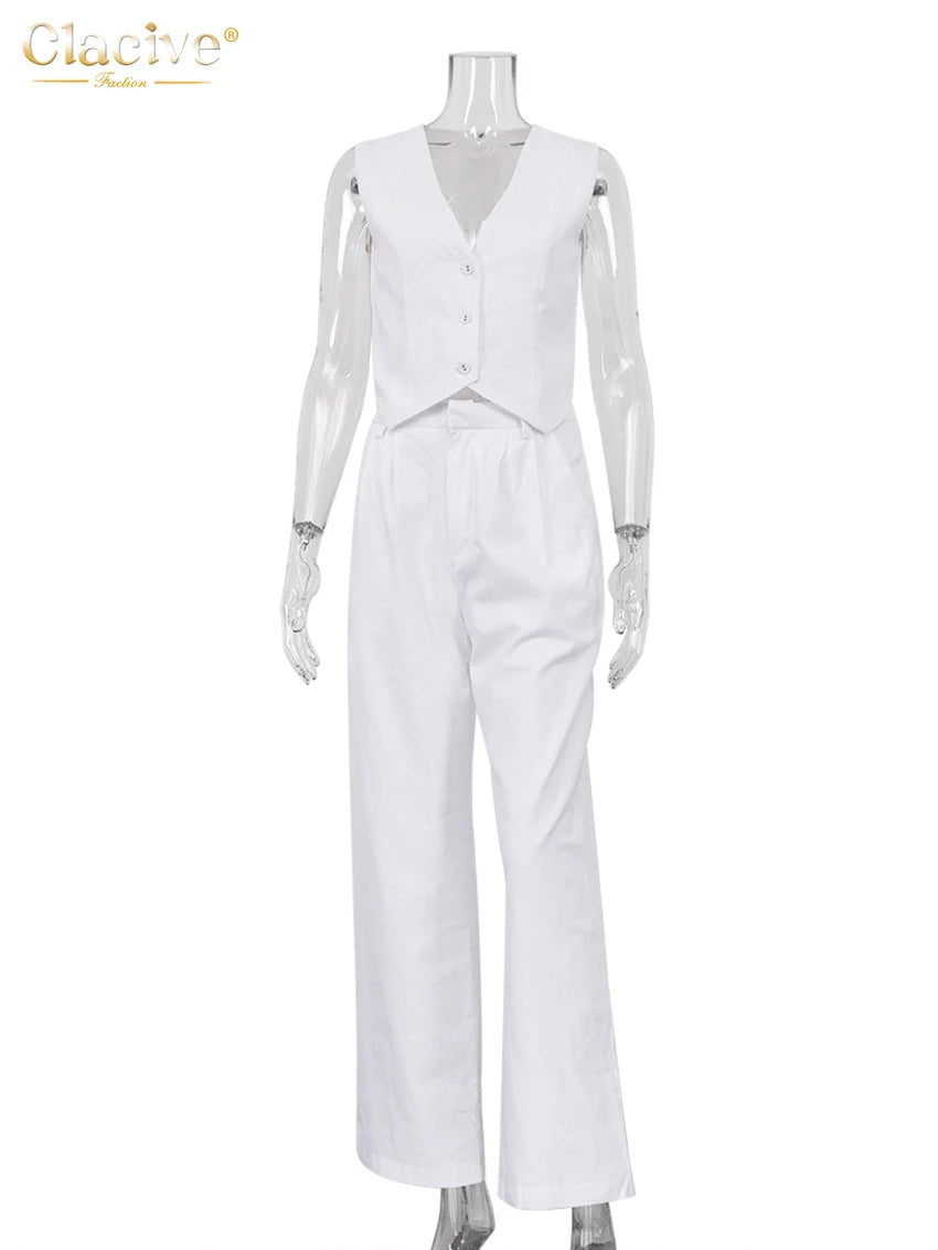 White linen two - piece set