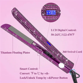 Hair Straightener Curler Bling Diamond - Zanyaa