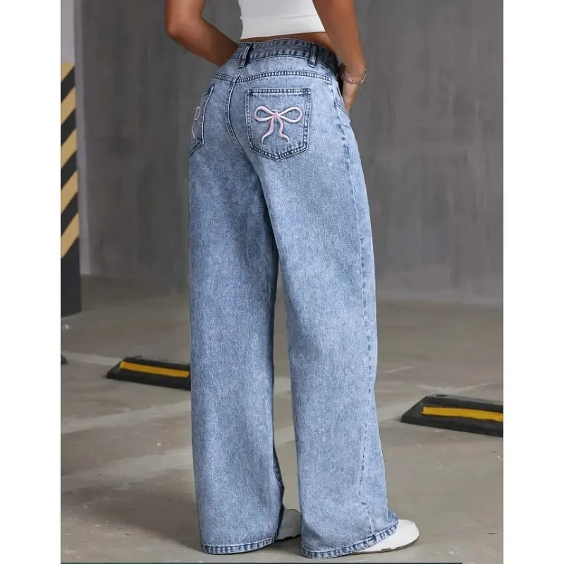 Denim Wide Leg Jeans High