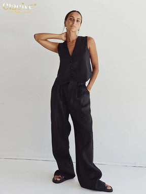 White linen two - piece set