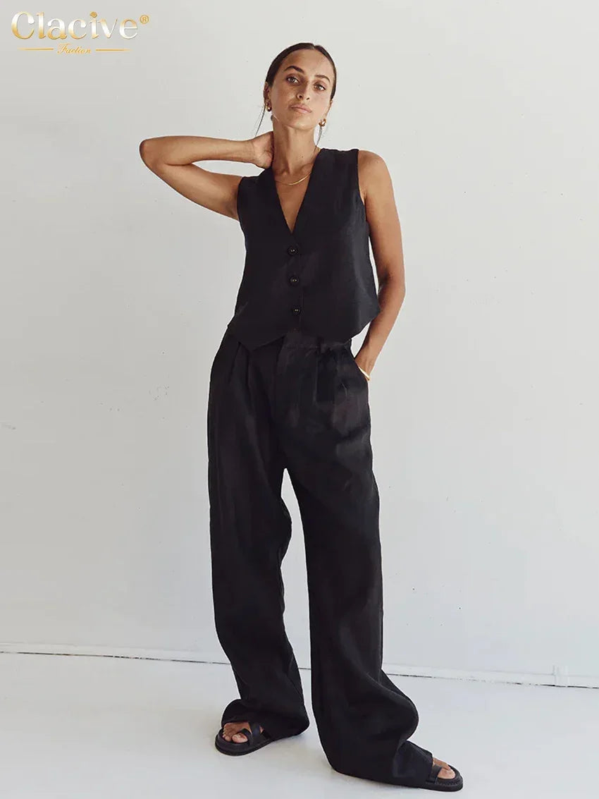 White linen two - piece set
