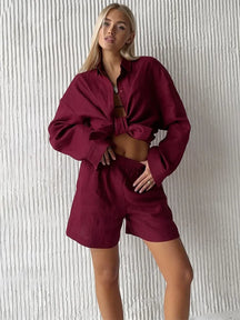 Women's casual cotton and linen pants set - Zenyaa