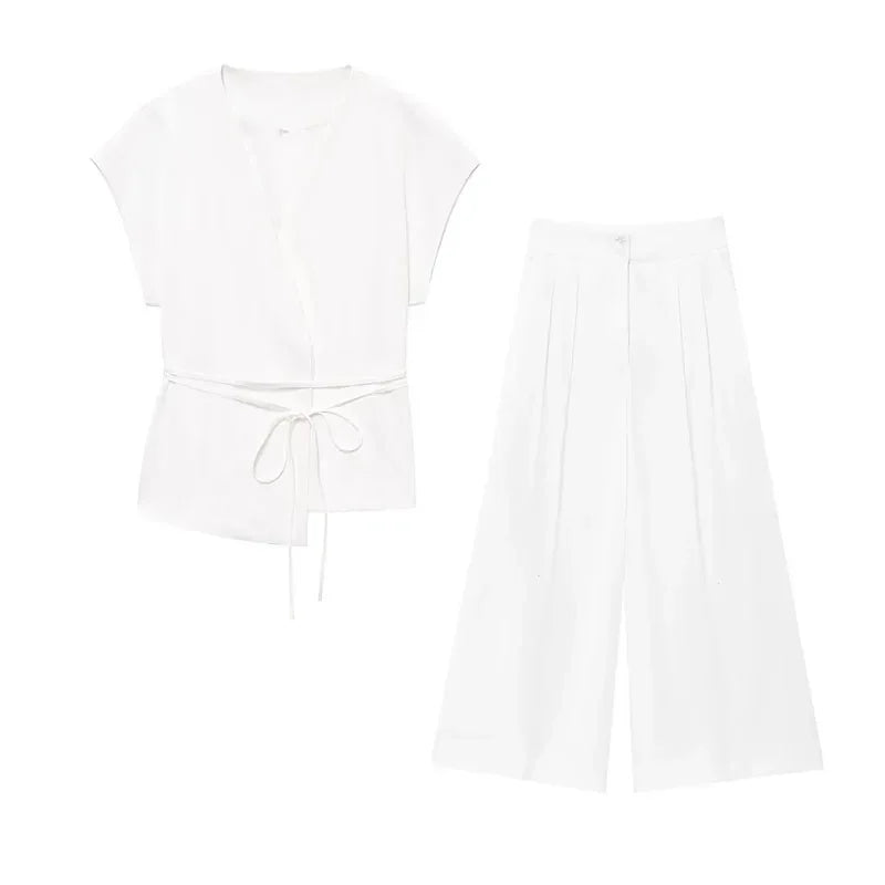 Trouser Suits Sleeveless V-Neck