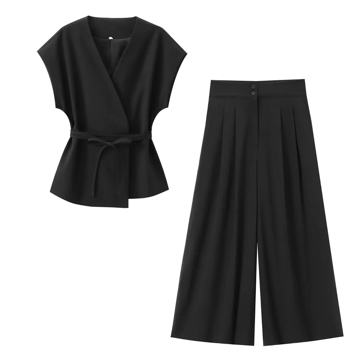 Trouser Suits Sleeveless V-Neck
