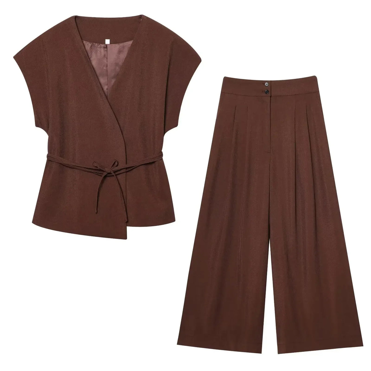 Trouser Suits Sleeveless V-Neck