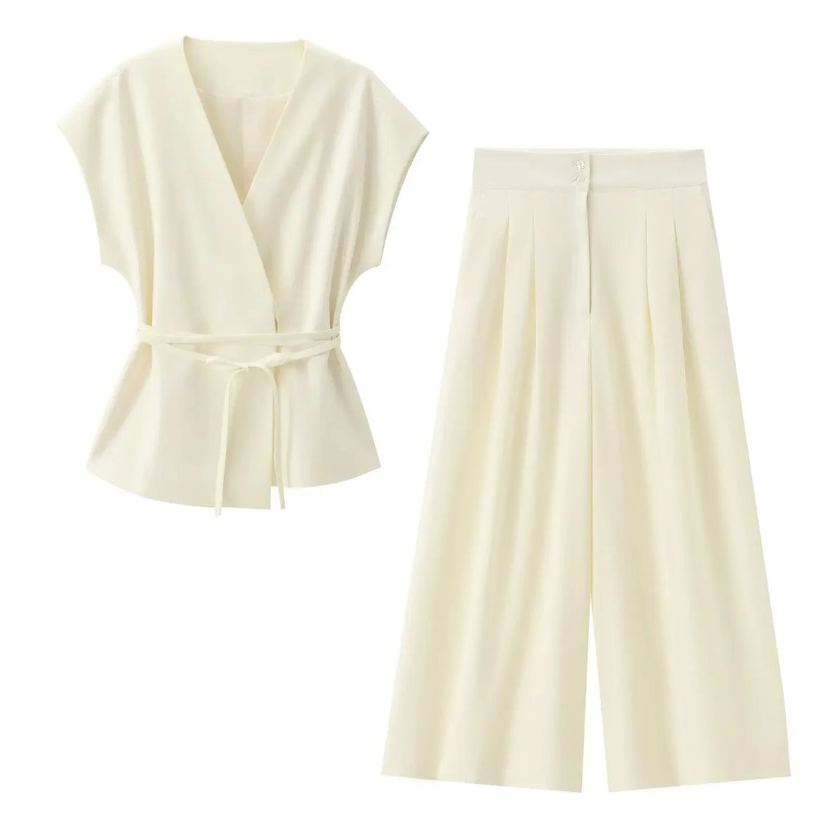 Trouser Suits Sleeveless V-Neck
