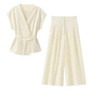 Trouser Suits Sleeveless V-Neck