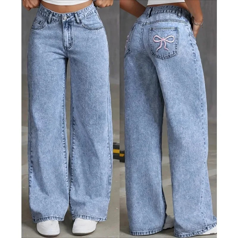 Denim Wide Leg Jeans High