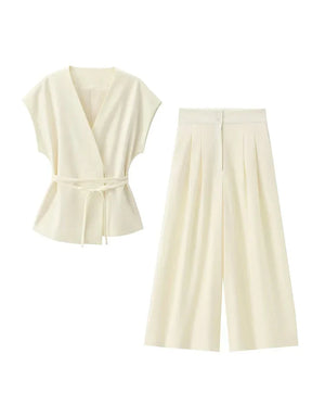 Trouser Suits Sleeveless V-Neck