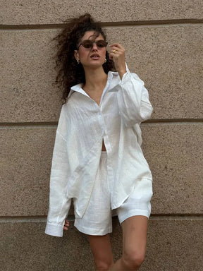 Women's casual cotton and linen pants set - Zenyaa