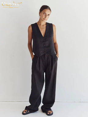 White linen two - piece set
