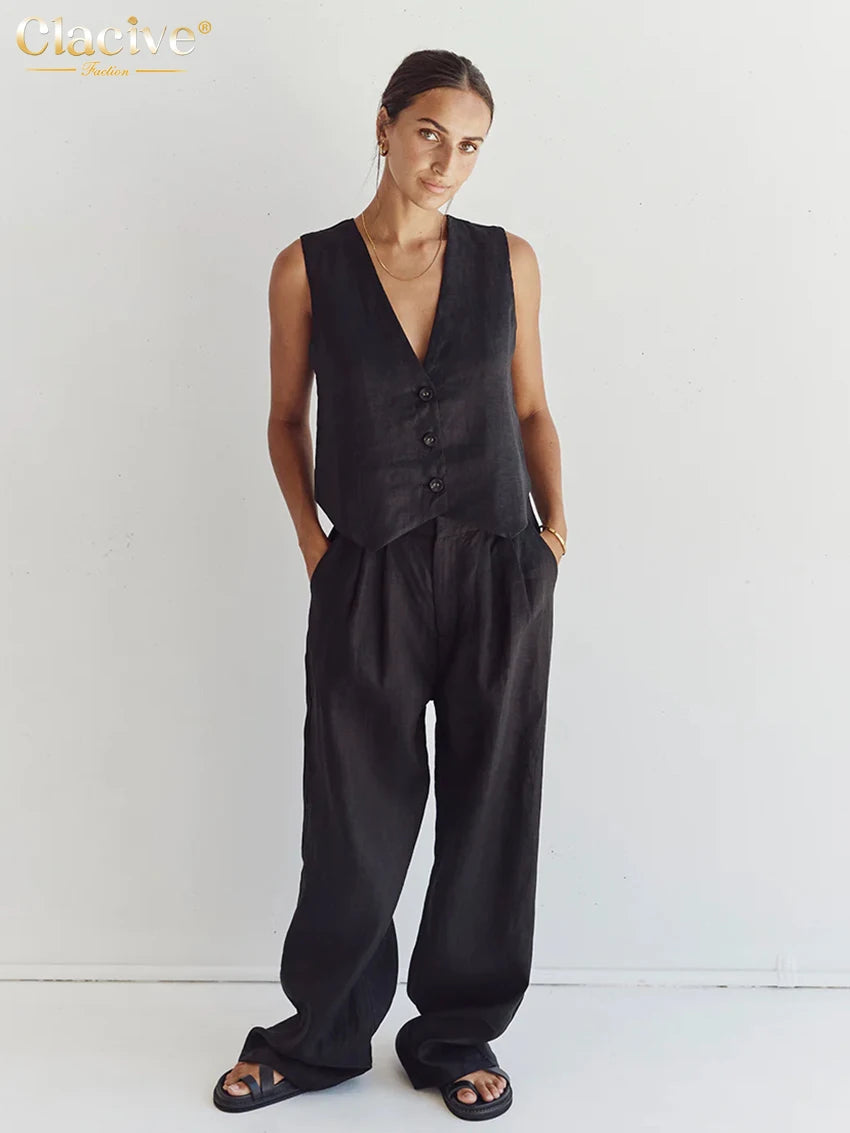 White linen two - piece set