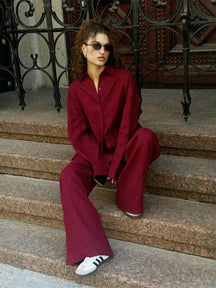 Women's casual cotton and linen pants set - Zenyaa