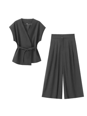 Trouser Suits Sleeveless V-Neck